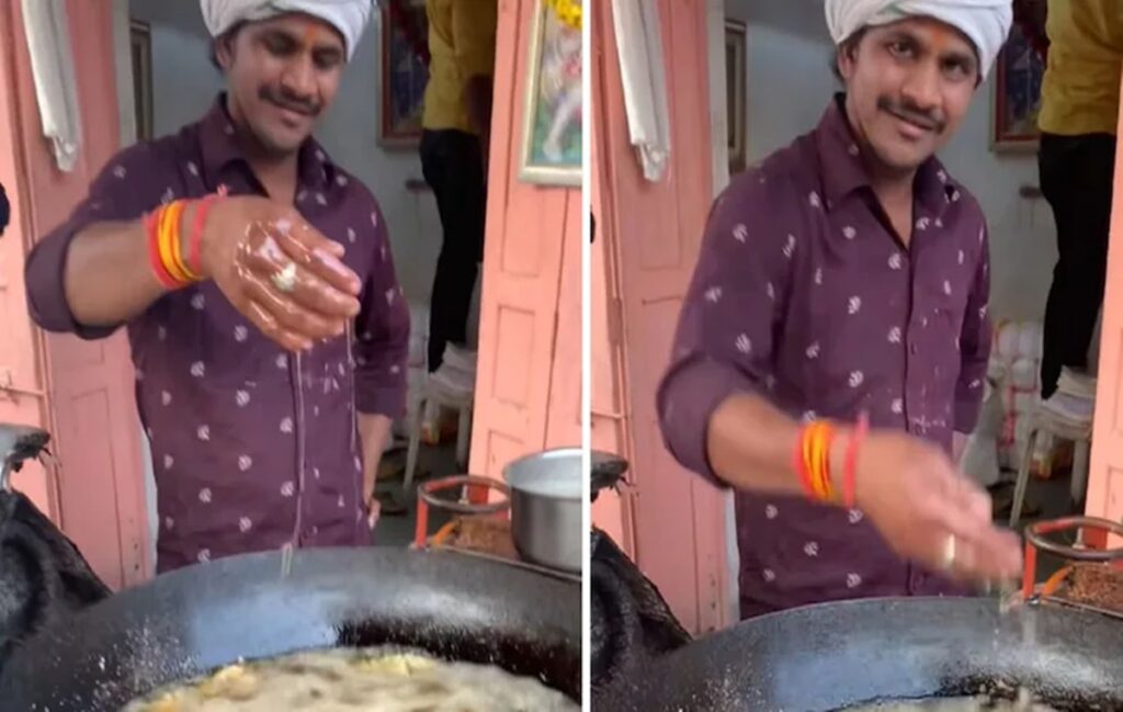 Viral Video: How a Jaipur Pakoda Selling Vendor Make Street Food By Diping Hand in Boiling Oil, Watchindianmemoi.com